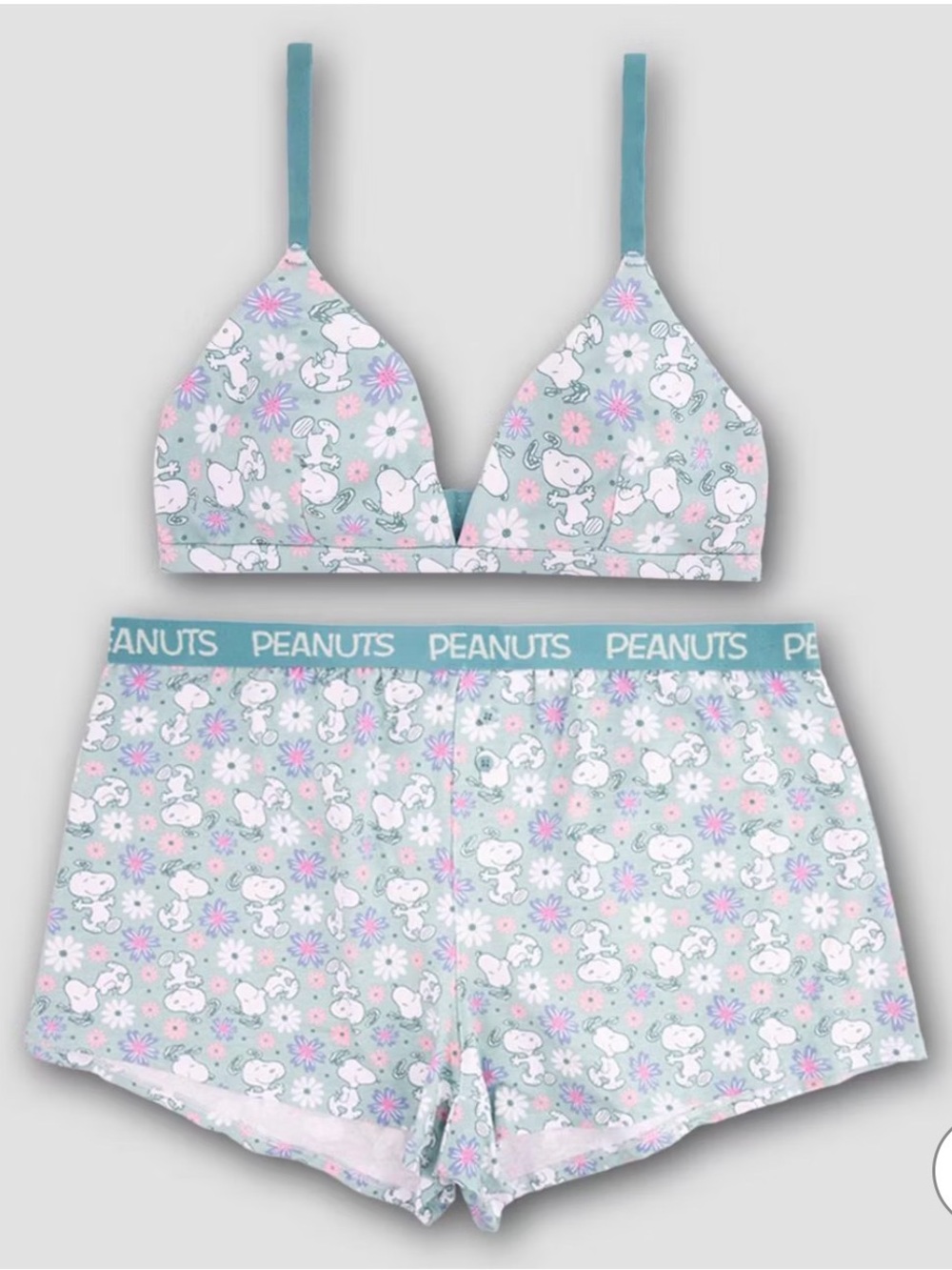 Peanuts Snoopy Floral Bralette & Shorts Set Size Small